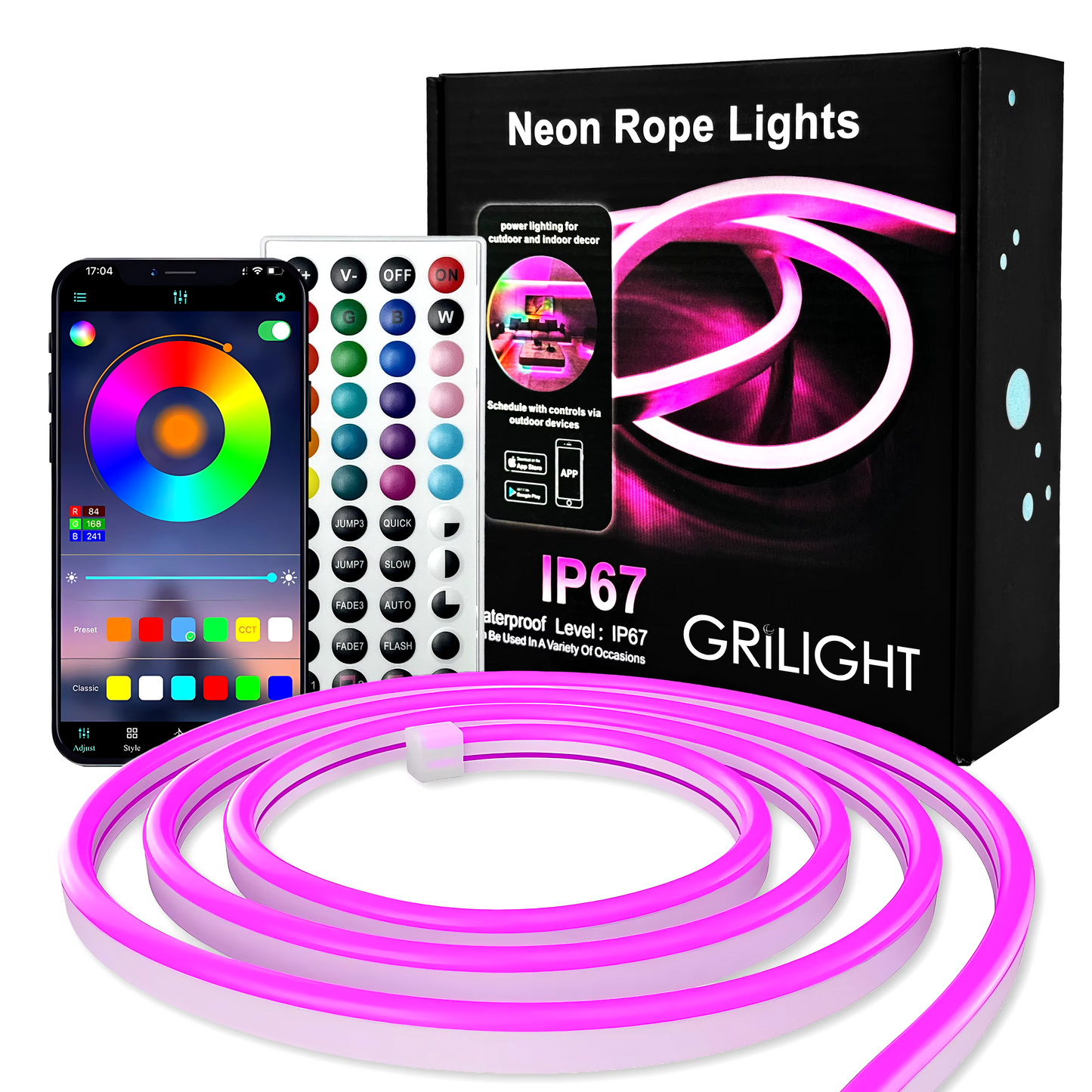 Neon LED Strip Lights with Music Sync Dreamcolor Chasing Strip Tape