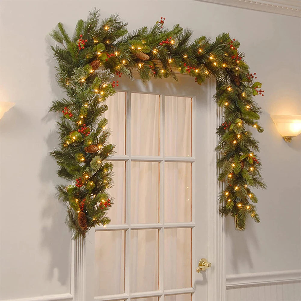 Christmas Rattan Garland Red Berries Branches Stylish