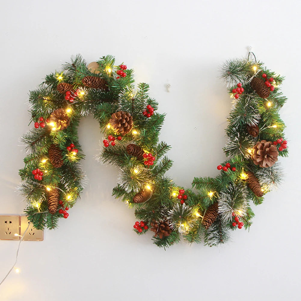 Christmas Rattan Garland Red Berries Branches Stylish