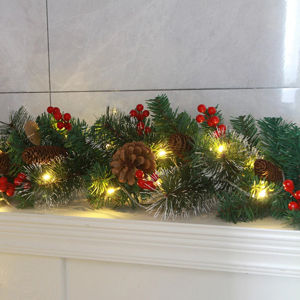 Christmas Rattan Garland Red Berries Branches Stylish